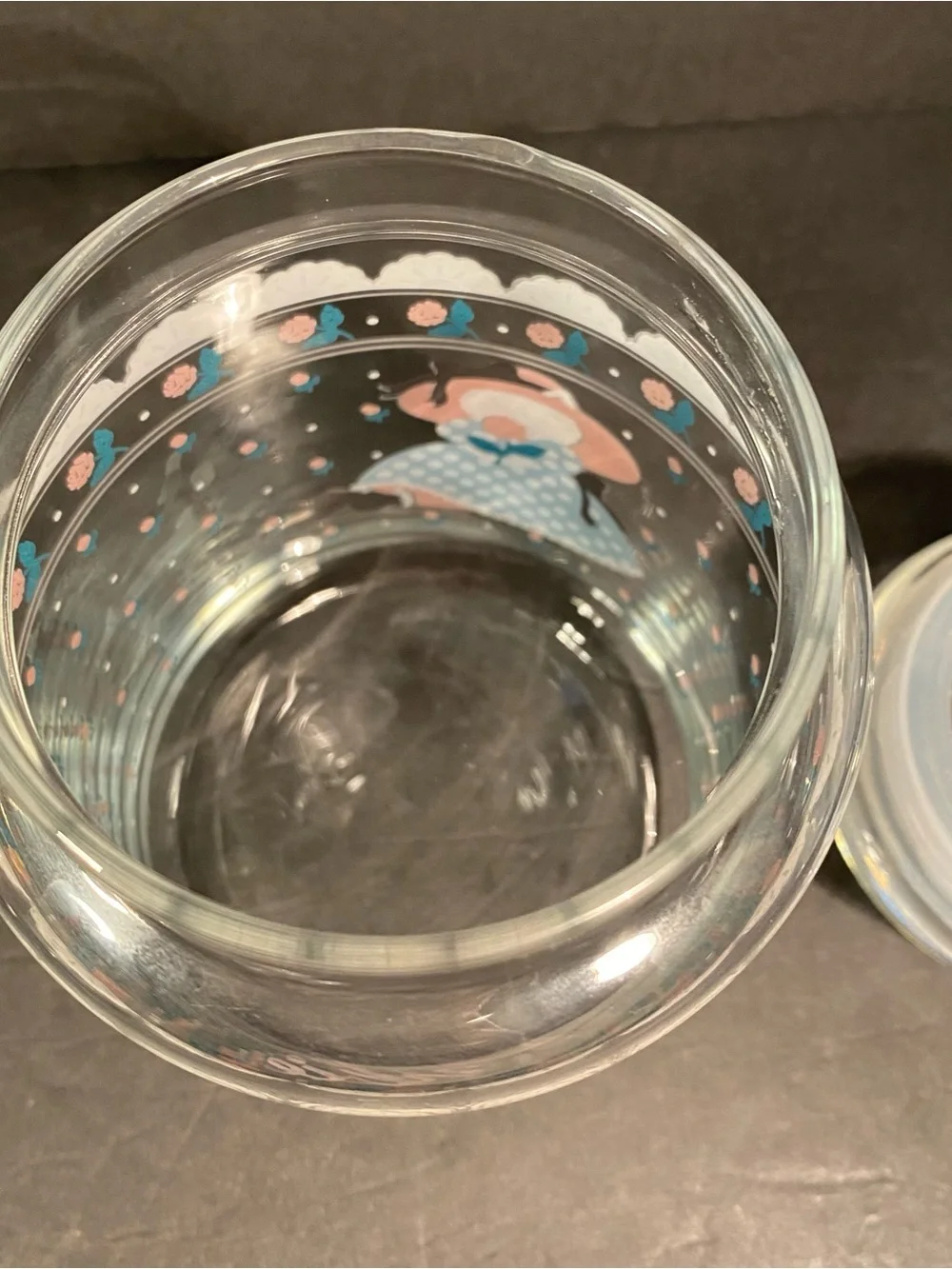 Clear Glass Cookie Jar with Cute Polka Dot Girl